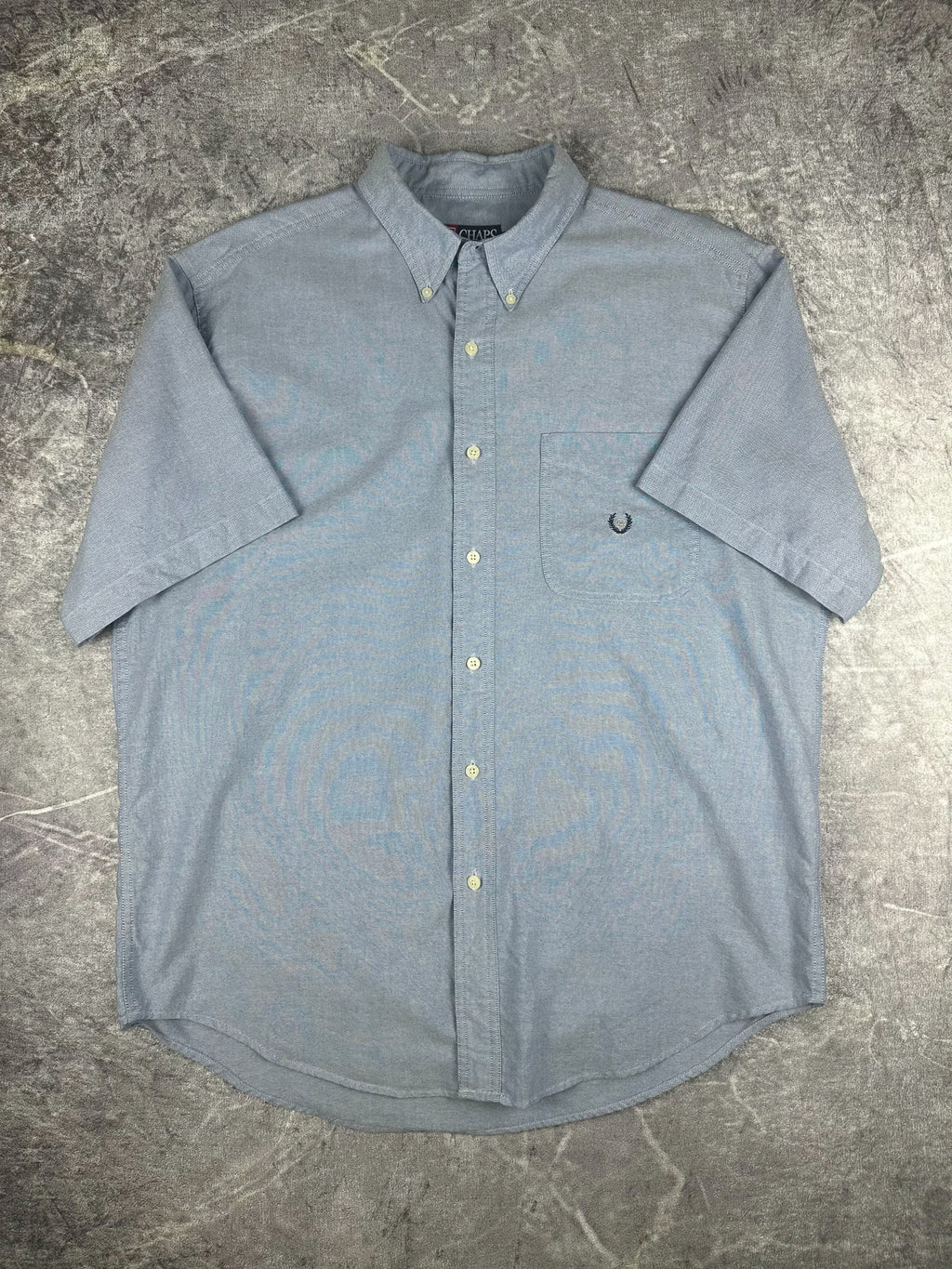 Vintage 90s Chaps Ralph Lauren Embroidered Crest Short Sleeve Button Up Shirt (XL)