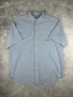 Vintage 90s Chaps Ralph Lauren Embroidered Crest Short Sleeve Button Up Shirt (XL)