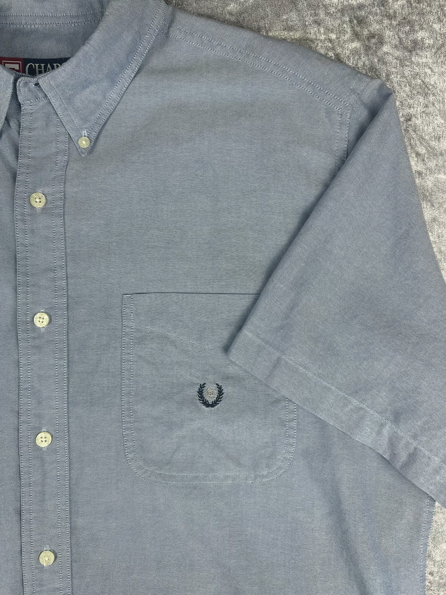 Vintage 90s Chaps Ralph Lauren Embroidered Crest Short Sleeve Button Up Shirt (XL)