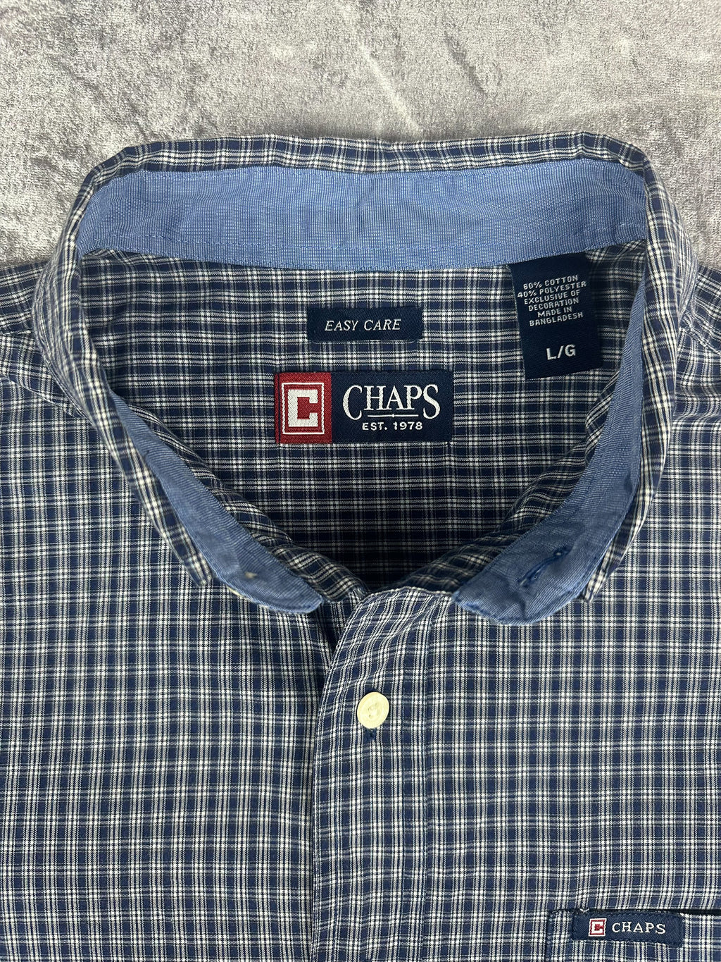 Vintage 00s Chaps Ralph Lauren Plaid Tab Logo Long Sleeve Button Up Shirt (L)