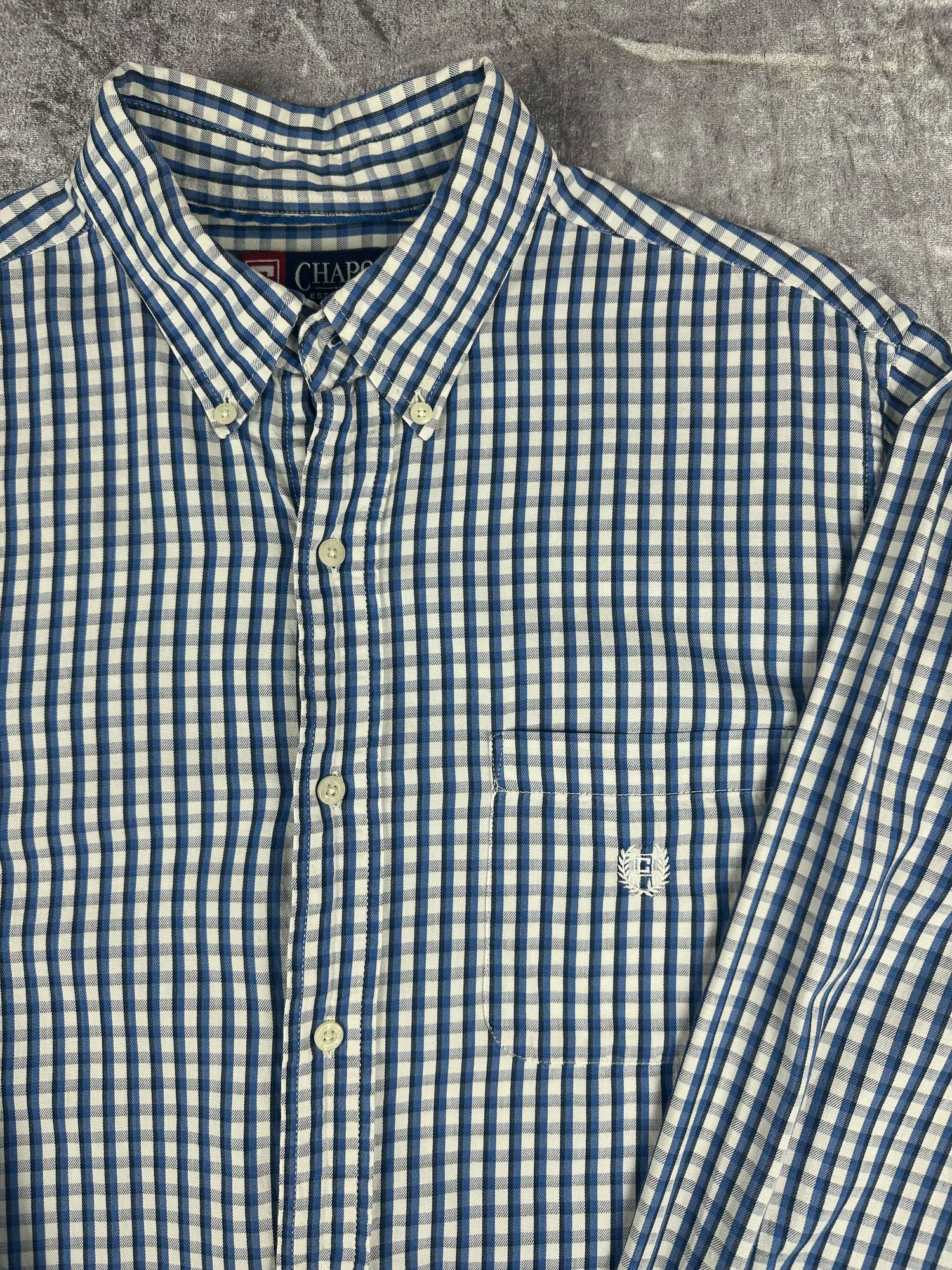 Vintage 00s Chaps Ralph Lauren Embroidered Plaid Long Sleeve Button Up Shirt (XL)