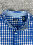 Preloved 00s Chaps Ralph Lauren Plaid Embroidered Short Sleeve Button Up Shirt (XL)