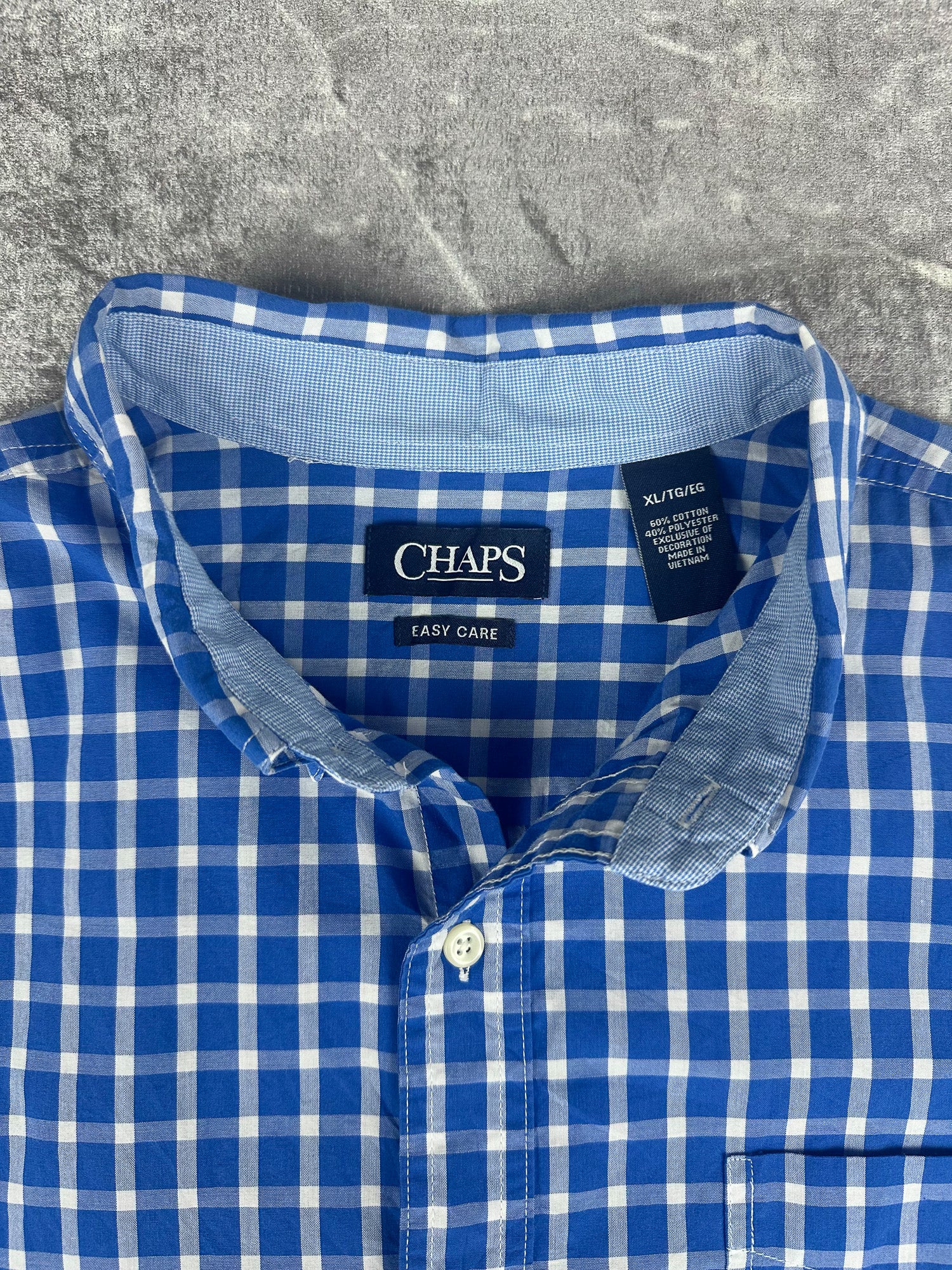 Preloved 00s Chaps Ralph Lauren Plaid Embroidered Short Sleeve Button Up Shirt (XL)