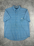 Vintage 00s Chaps Ralph Lauren Plaid Embroidered Short Sleeve Button Up Shirt (L)