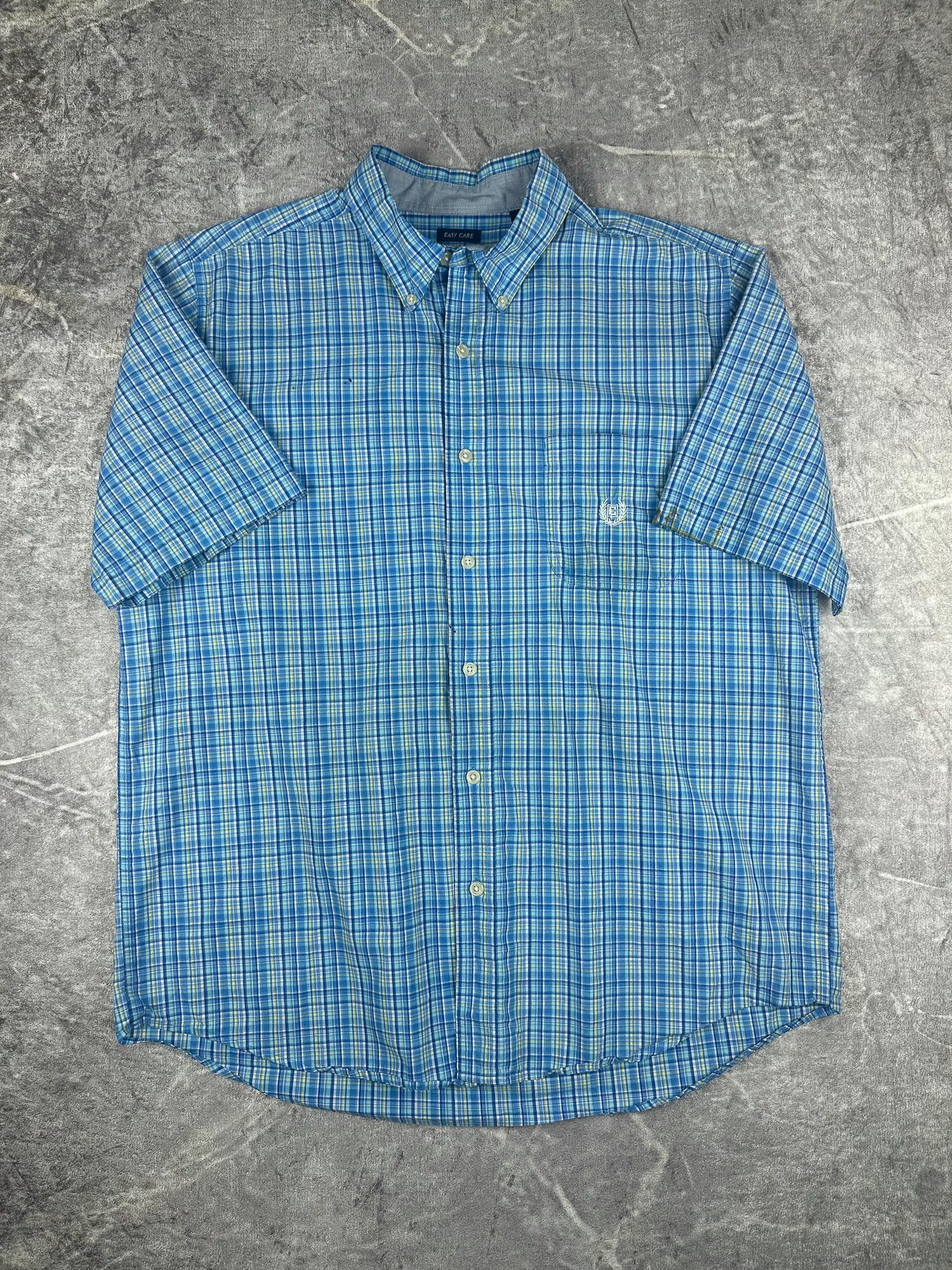 Vintage 00s Chaps Ralph Lauren Plaid Embroidered Short Sleeve Button Up Shirt (L)