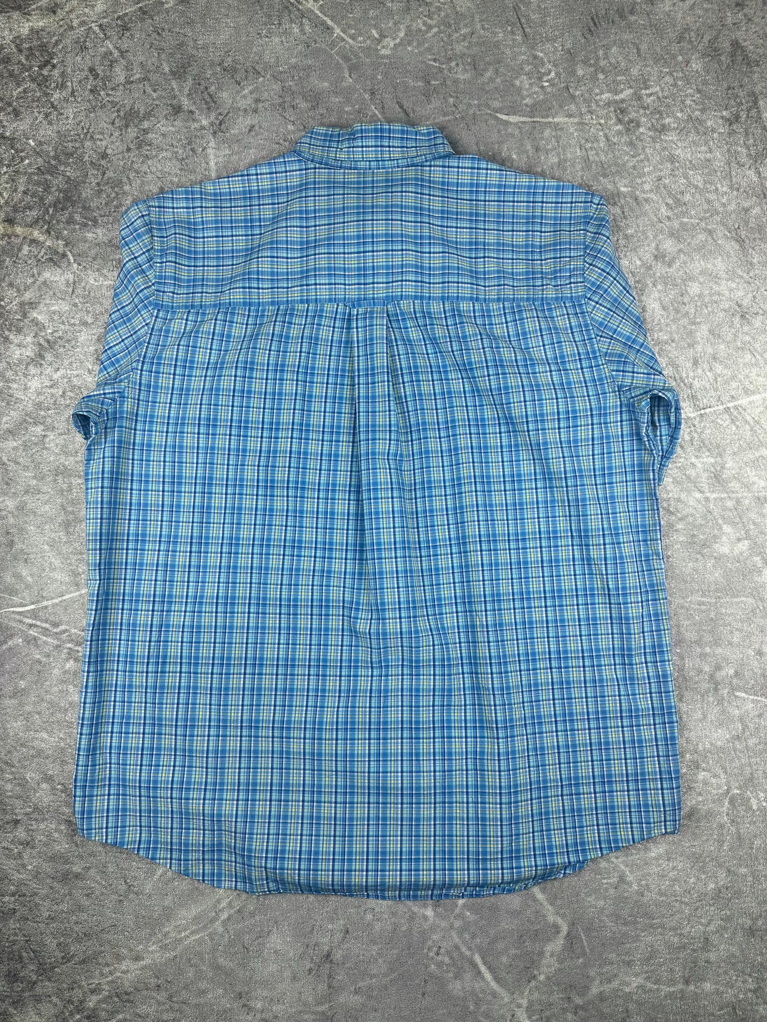 Vintage 00s Chaps Ralph Lauren Plaid Embroidered Short Sleeve Button Up Shirt (L)