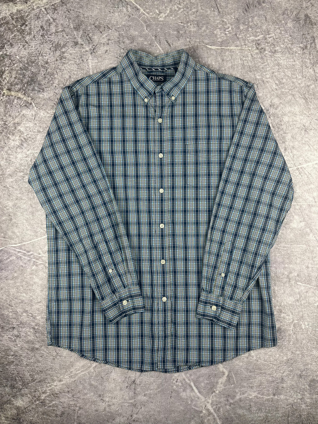 Preloved 00s Chaps Ralph Lauren Plaid Check Long Sleeve Button Up Shirt (L)