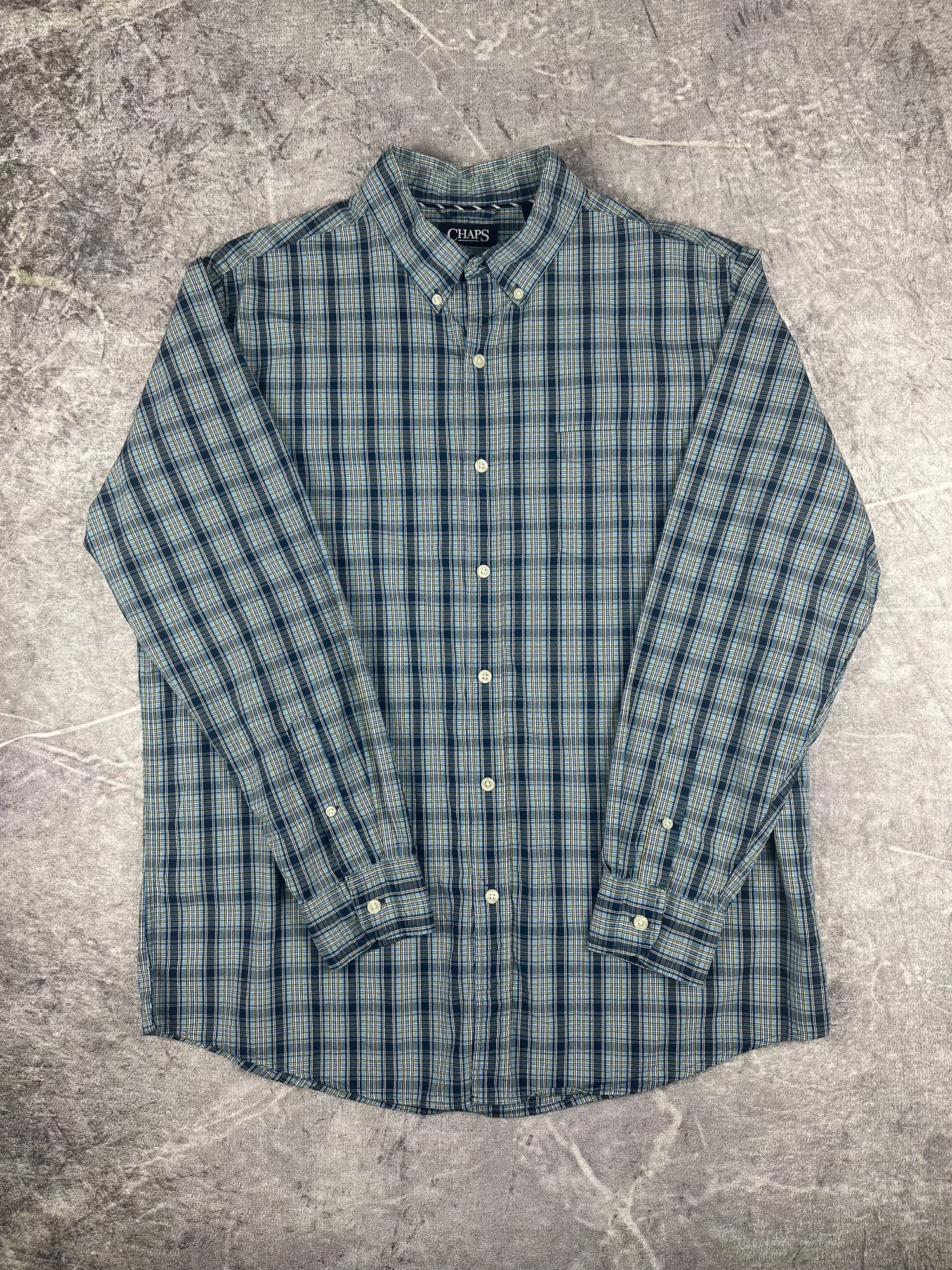 Preloved 00s Chaps Ralph Lauren Plaid Check Long Sleeve Button Up Shirt (L)