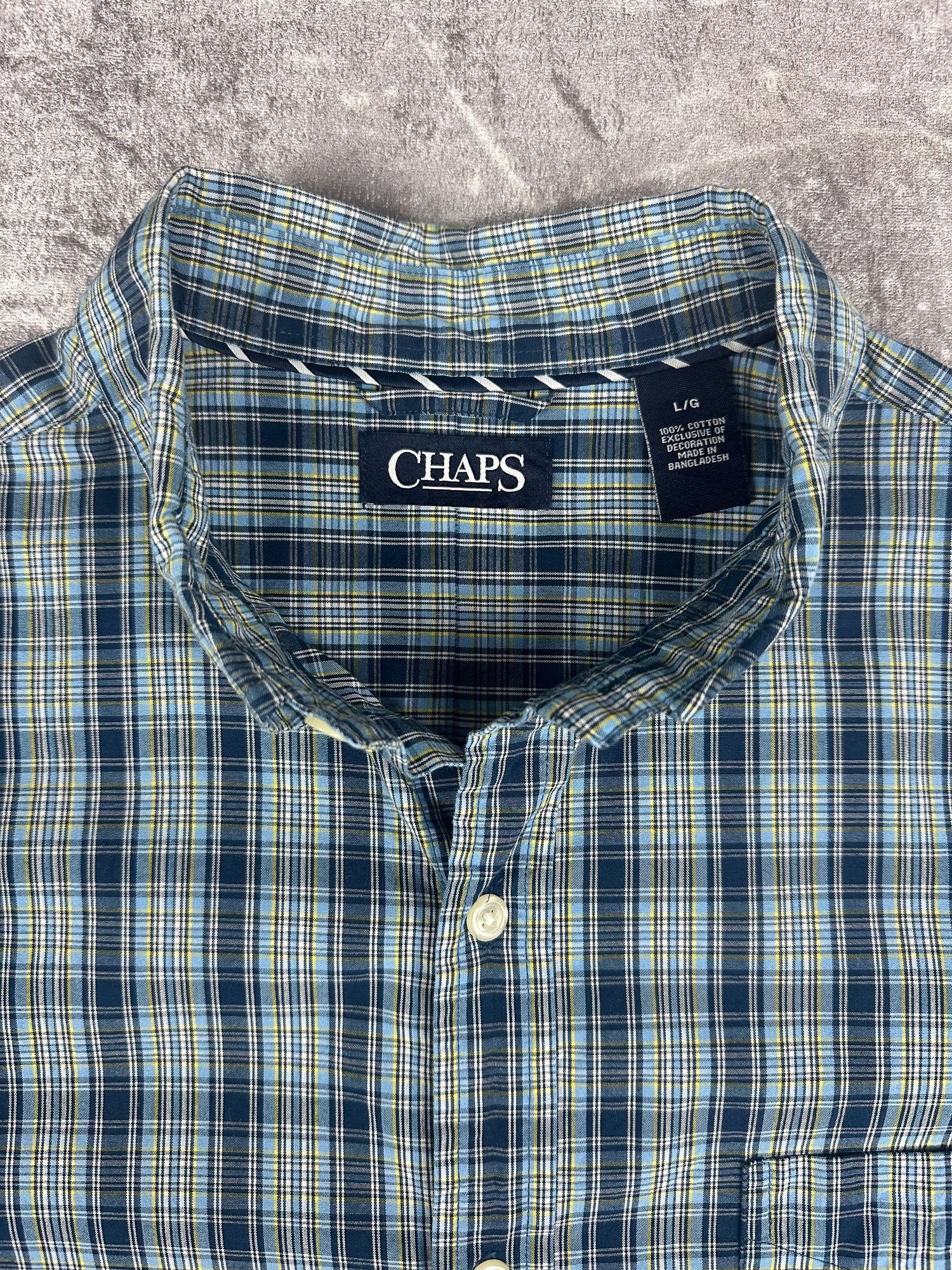 Preloved 00s Chaps Ralph Lauren Plaid Check Long Sleeve Button Up Shirt (L)