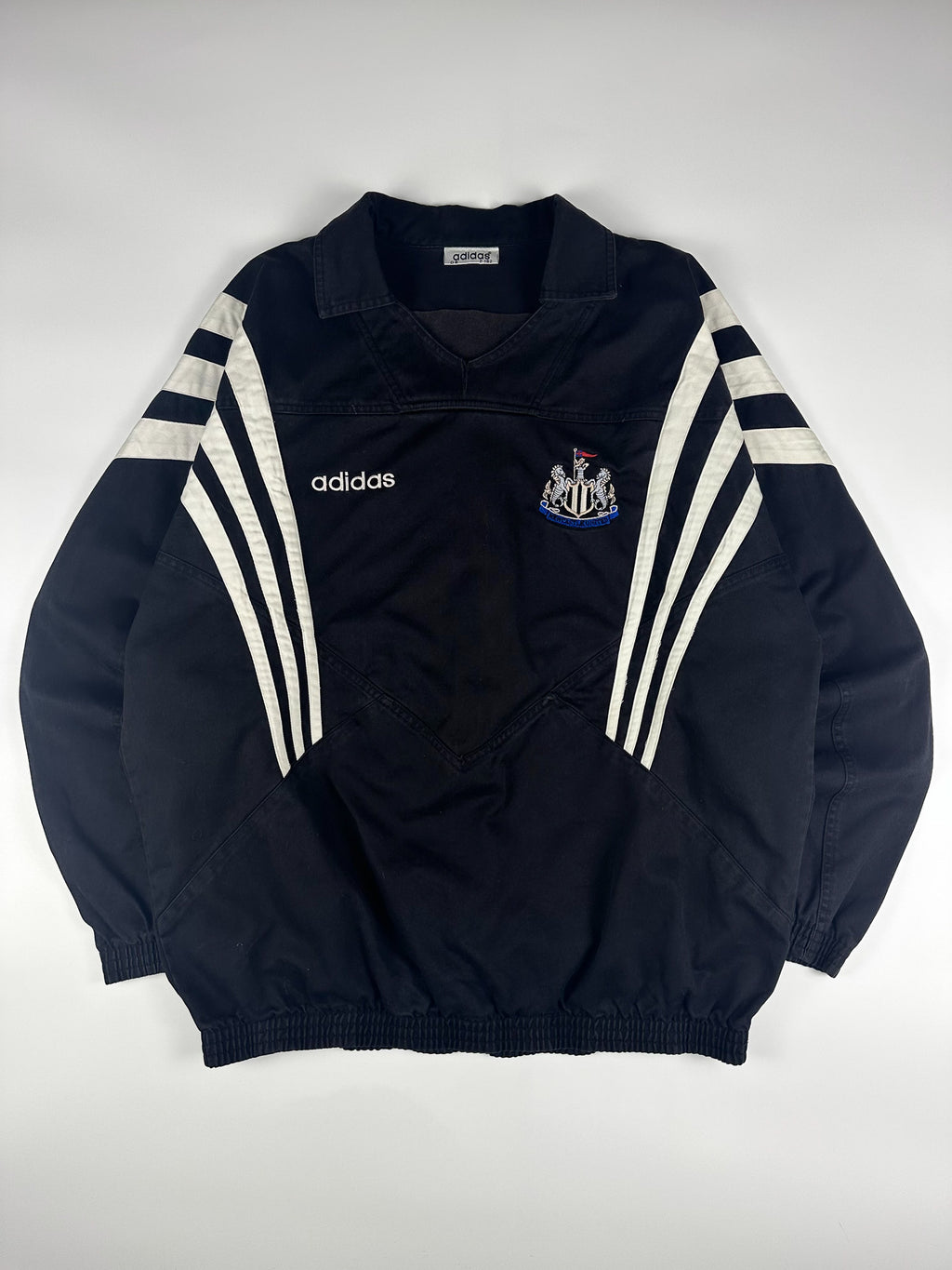 Vintage 90s 1995/1996 Adidas Newcastle United English Premier League Drill Pullover Training Sweatshirt (XL)