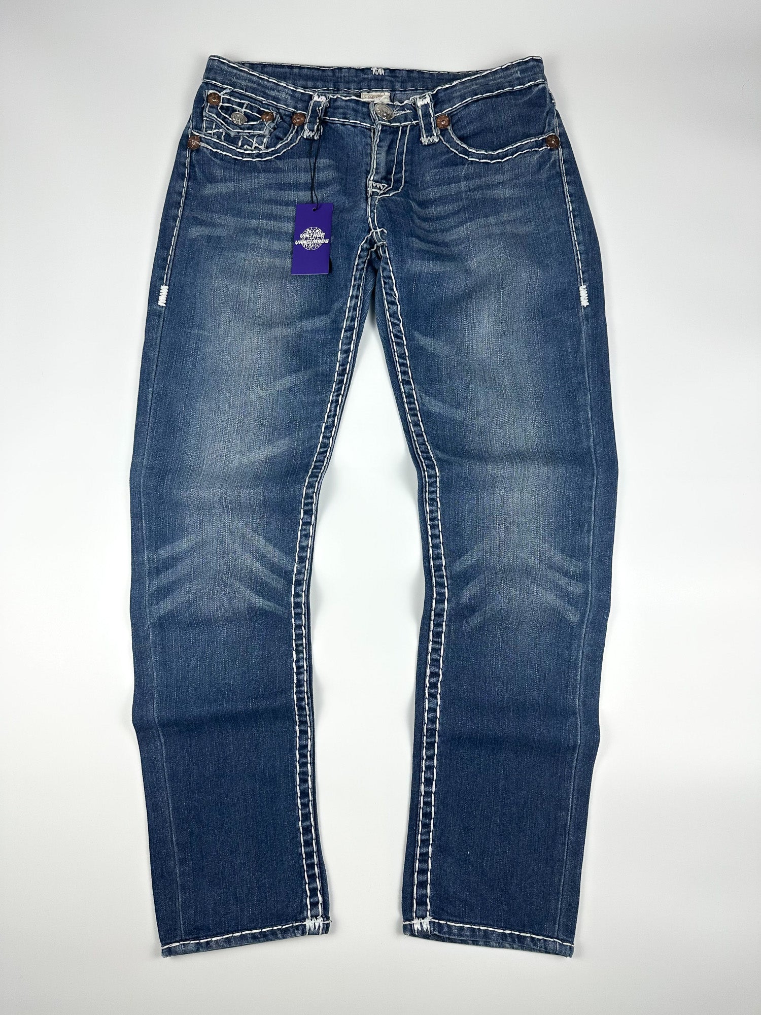 Vintage 00s True Religion Billy Super T Made in USA Low Rise Boot Cut Slim Jeans (32x29)