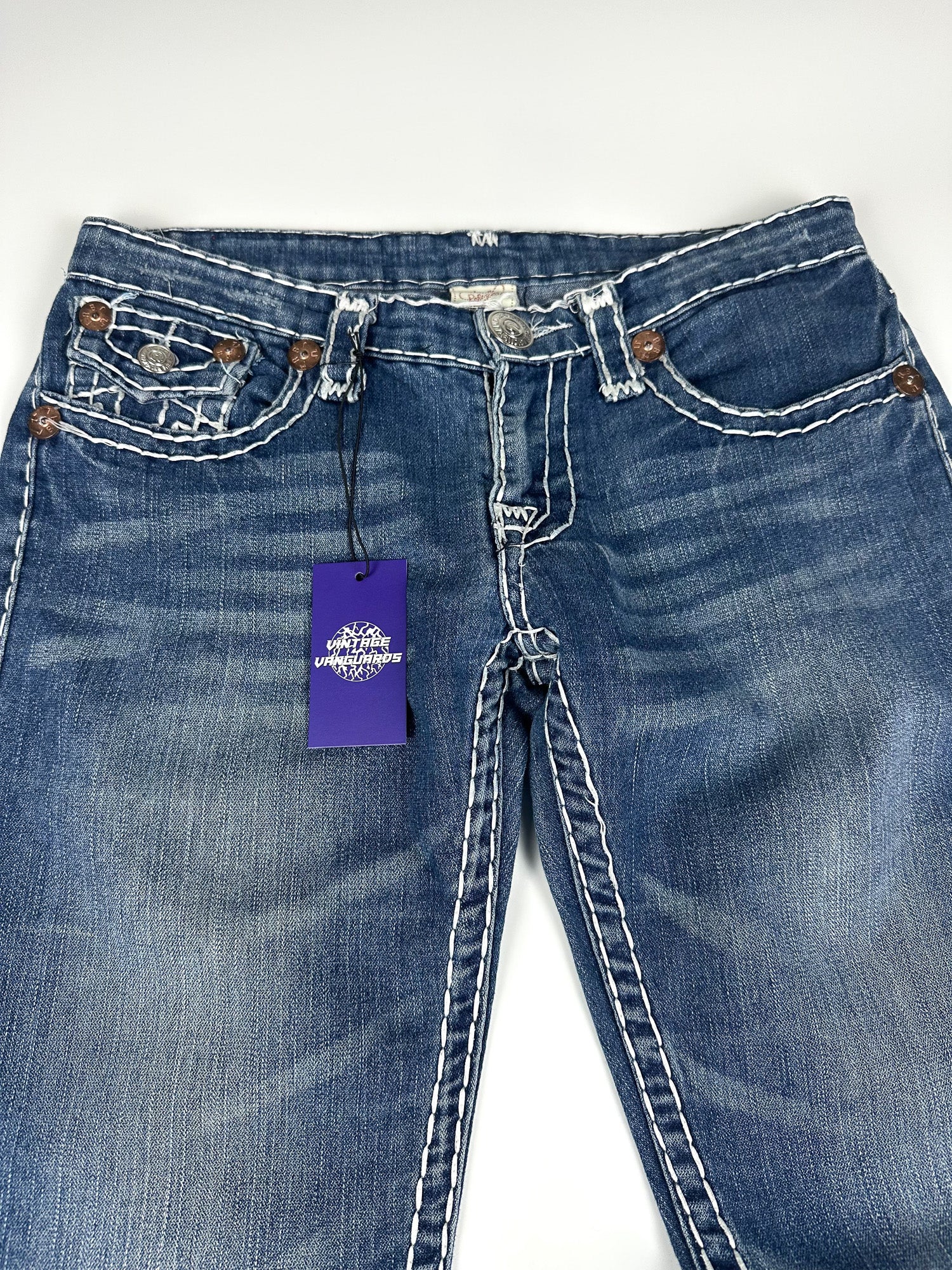 Vintage 00s True Religion Billy Super T Made in USA Low Rise Boot Cut Slim Jeans (32x29)