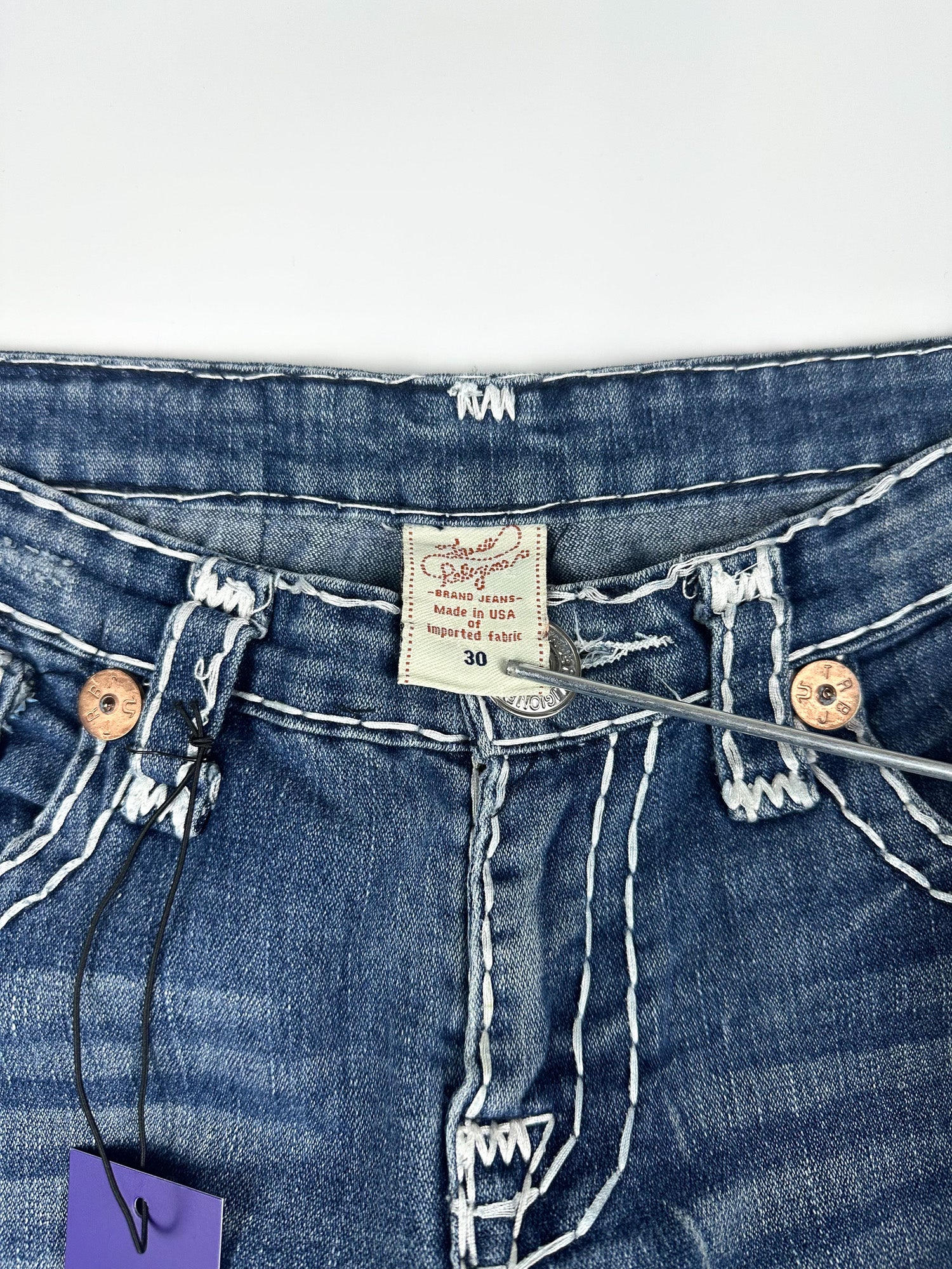 Vintage 00s True Religion Billy Super T Made in USA Low Rise Boot Cut Slim Jeans (32x29)