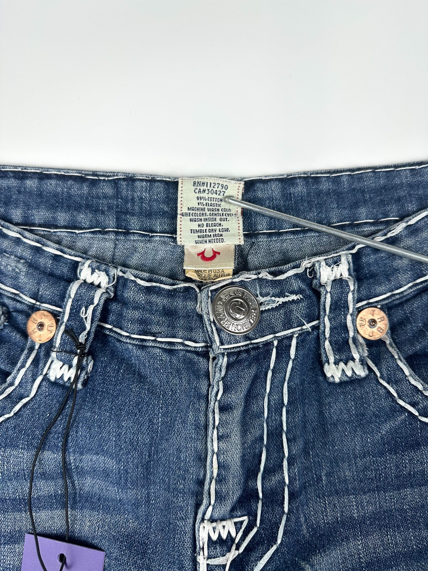 Vintage 00s True Religion Billy Super T Made in USA Low Rise Boot Cut Slim Jeans (32x29)