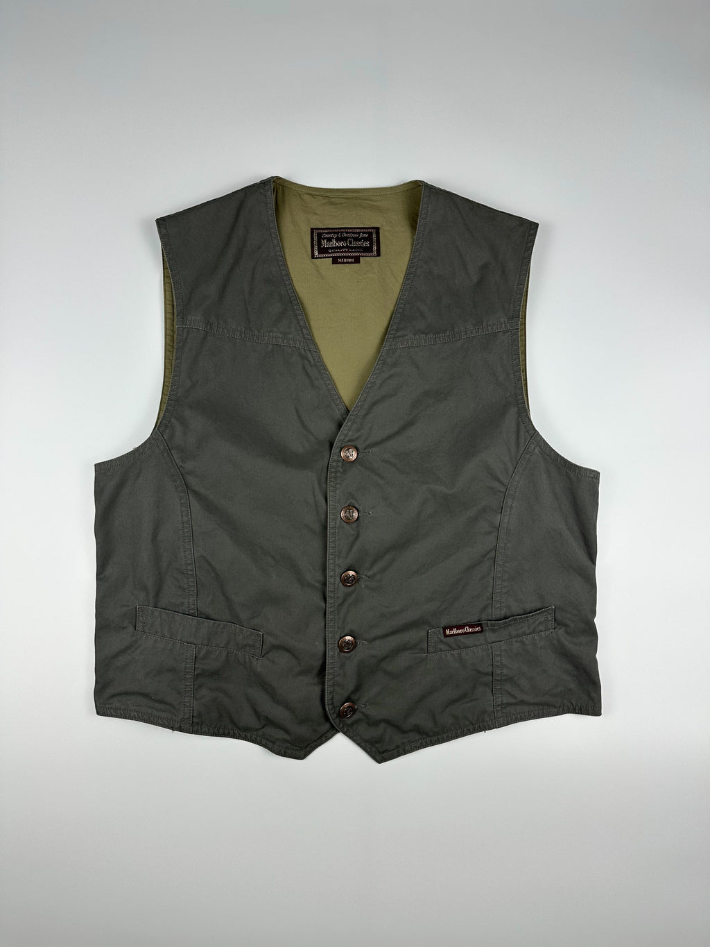 Vintage 90s Marlboro Classics Country & Outdoors Buckle Back Waistcoat Vest (M)
