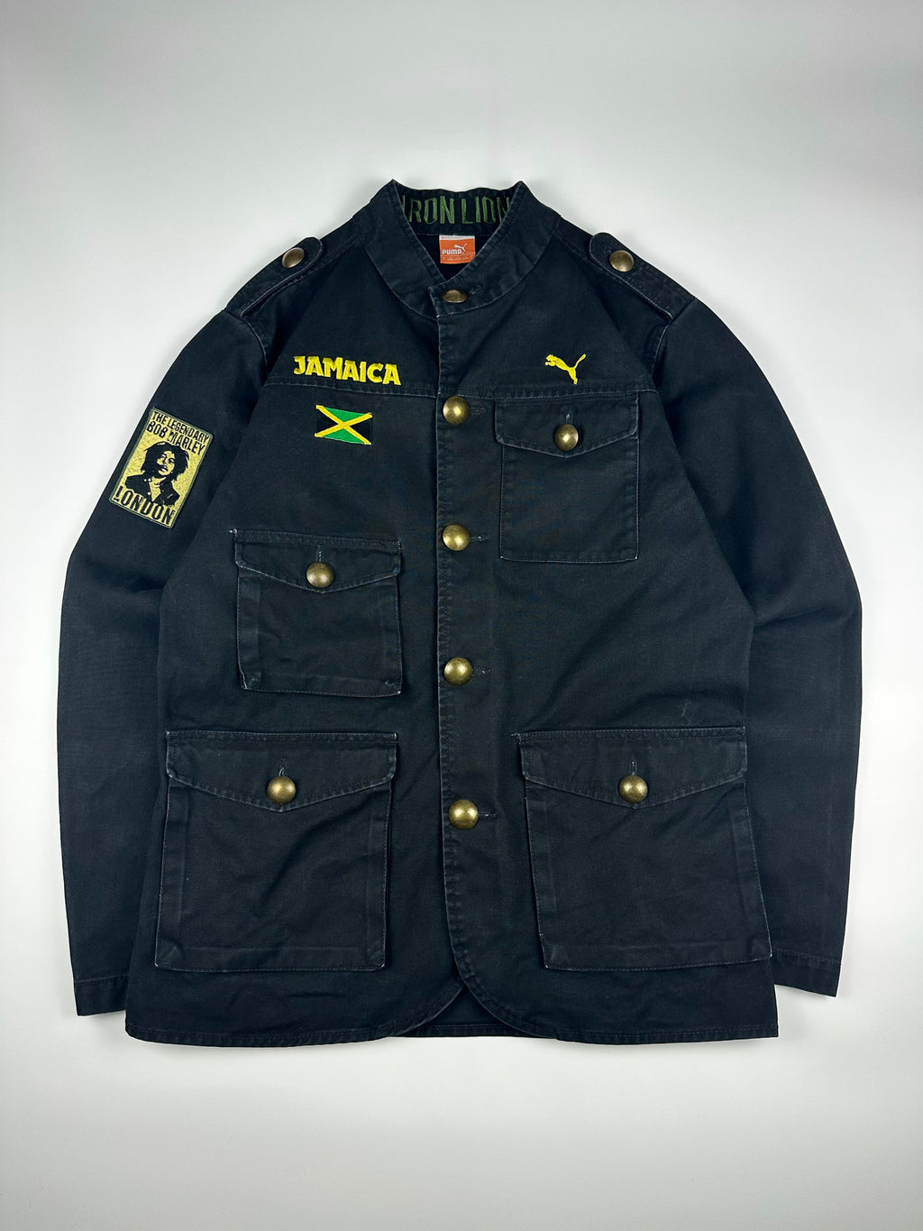 Preloved 2012 Puma x Cedella Marley Iron Lion Jamaica Bob Marley Military Button Down Jacket (L)