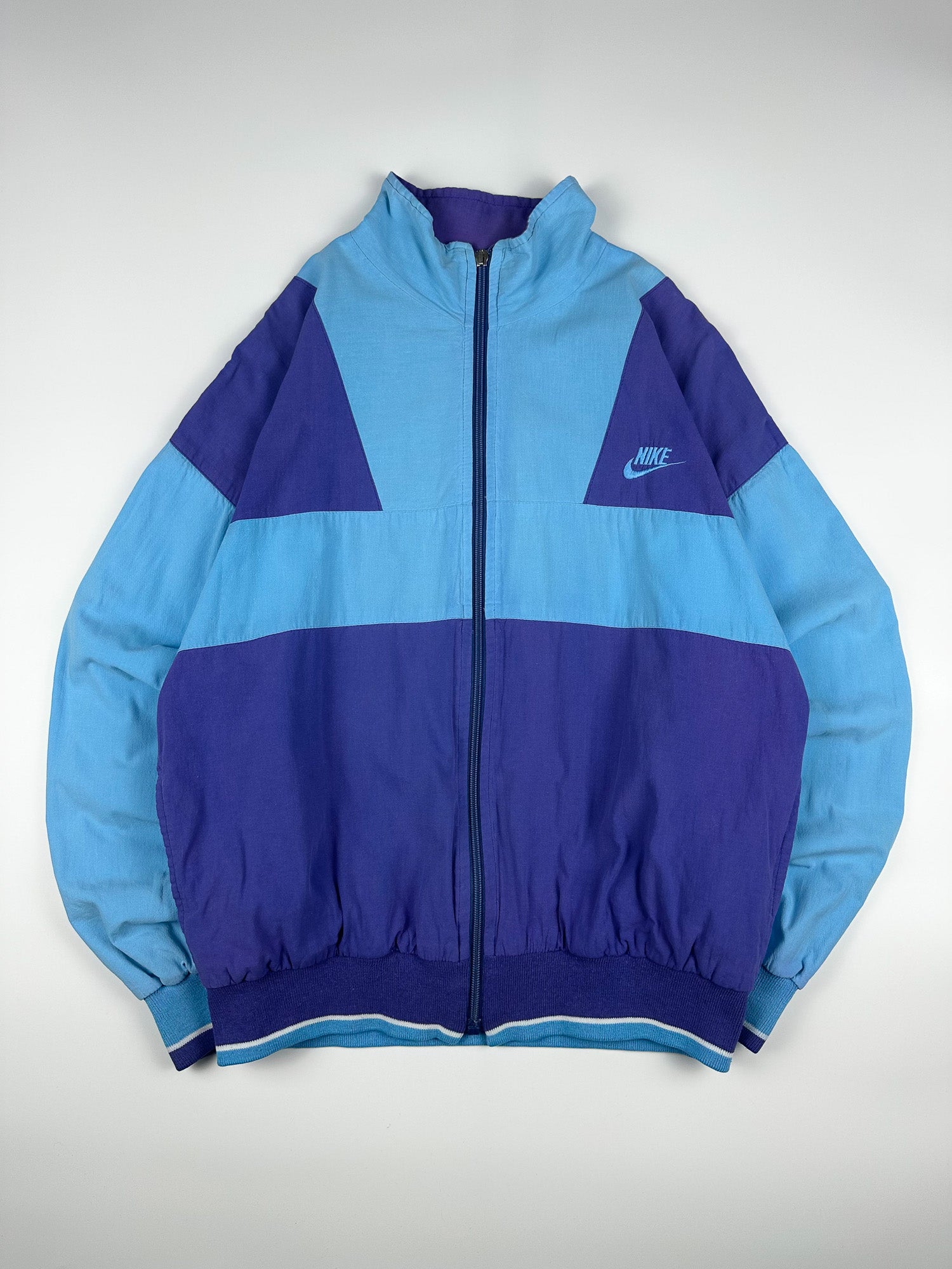 Vintage 80s Nike Embroidered Club Logo Colour Block Windbreaker Track Jacket (M)