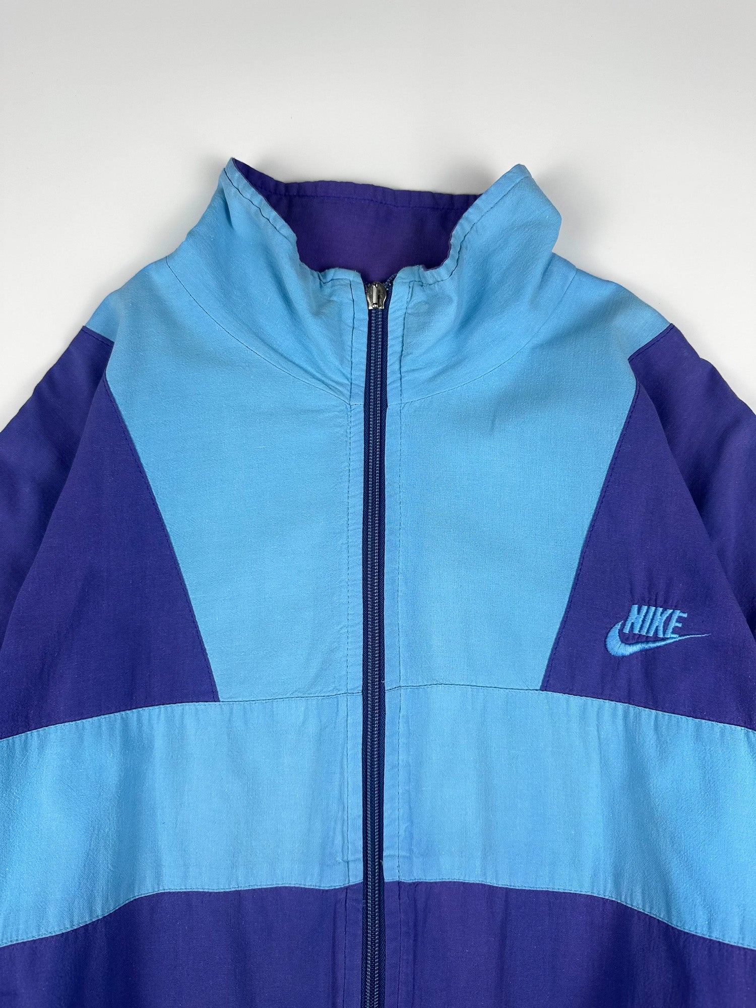 Vintage 80s Nike Embroidered Club Logo Colour Block Windbreaker Track Jacket (M)