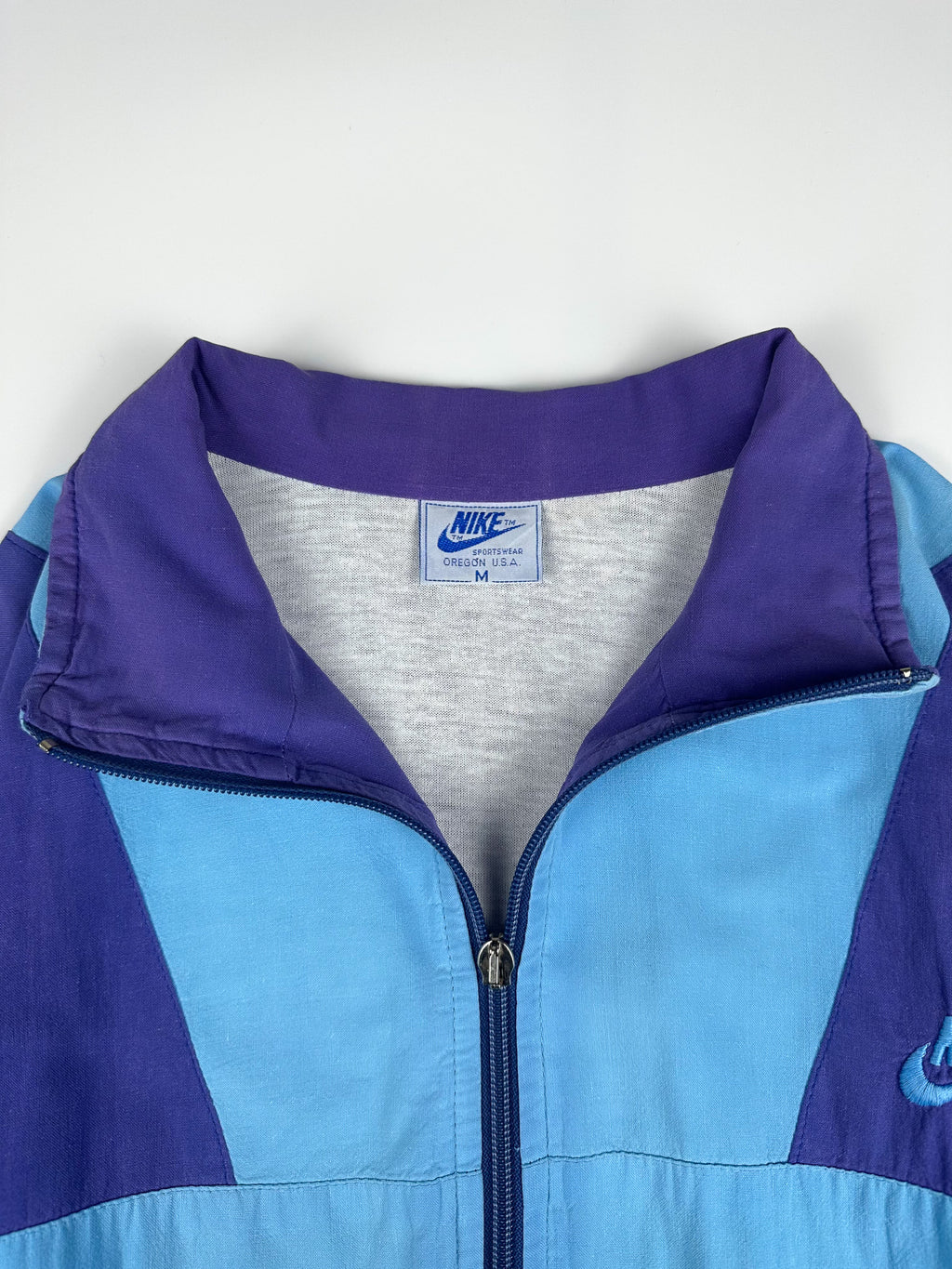 Vintage 80s Nike Embroidered Club Logo Colour Block Windbreaker Track Jacket (M)