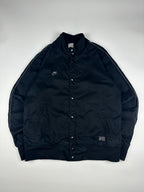 Vintage 00s Nike Embroidered Club Logo Snap Button Sleeve Piped Bomber Jacket (L)
