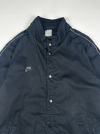Vintage 00s Nike Embroidered Club Logo Snap Button Sleeve Piped Bomber Jacket (L)