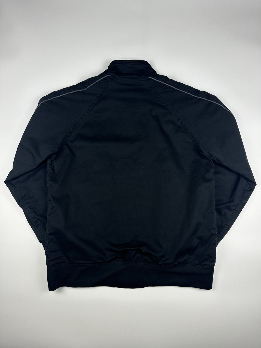 Vintage 00s Nike Embroidered Club Logo Snap Button Sleeve Piped Bomber Jacket (L)