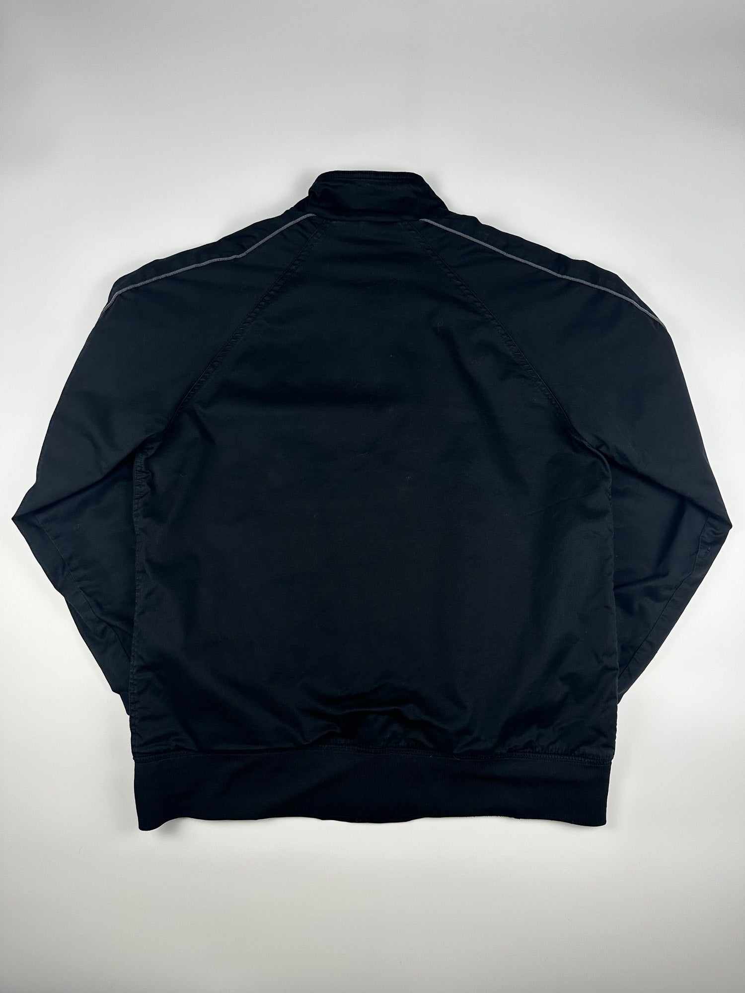 Vintage 00s Nike Embroidered Club Logo Snap Button Sleeve Piped Bomber Jacket (L)