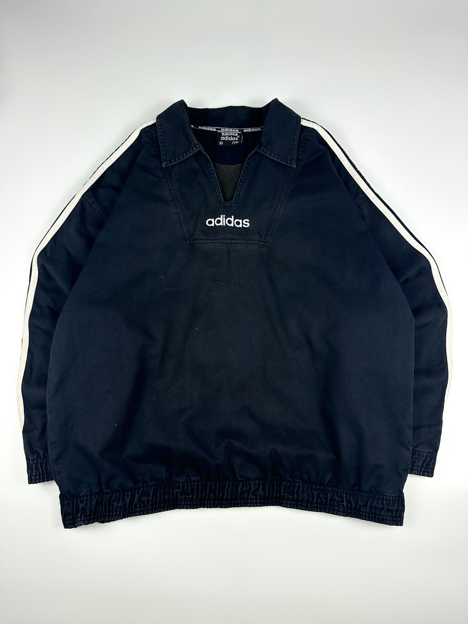 Vintage 90s Adidas Football Soccer Jersey Collar Training Drill Pullover Top (M)