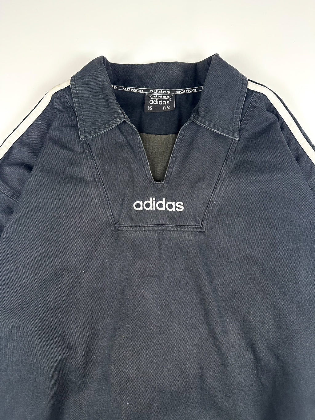 Vintage 90s Adidas Football Soccer Jersey Collar Training Drill Pullover Top (M)