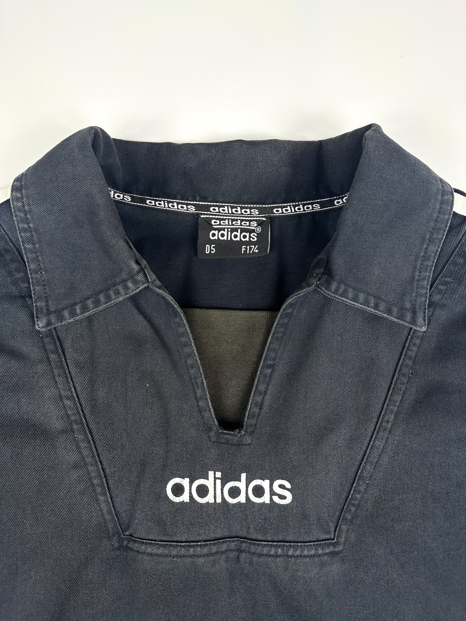 Vintage 90s Adidas Football Soccer Jersey Collar Training Drill Pullover Top (M)