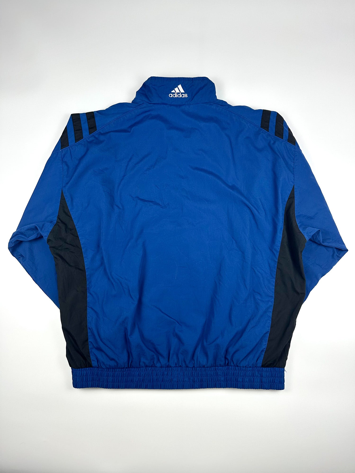 Vintage 90s 1999 Adidas Embroidered Logos 3 Stripe Windbreaker Jacket (XL)