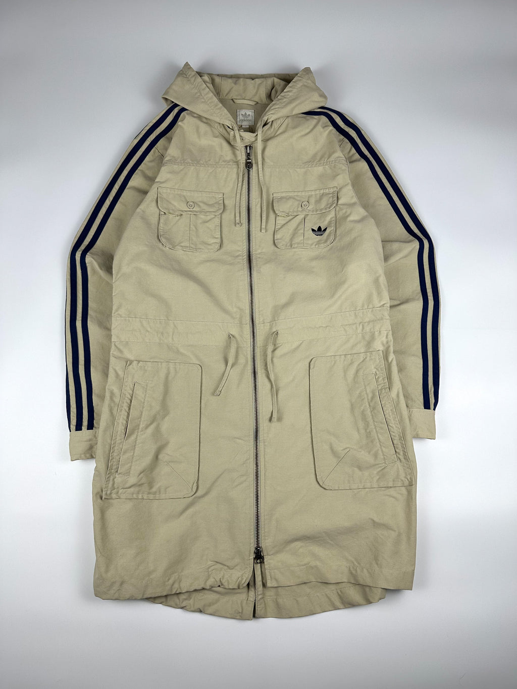 Vintage 00s 2004 Adidas Hooded Utility Trench Parka Windbreaker Jacket (L)