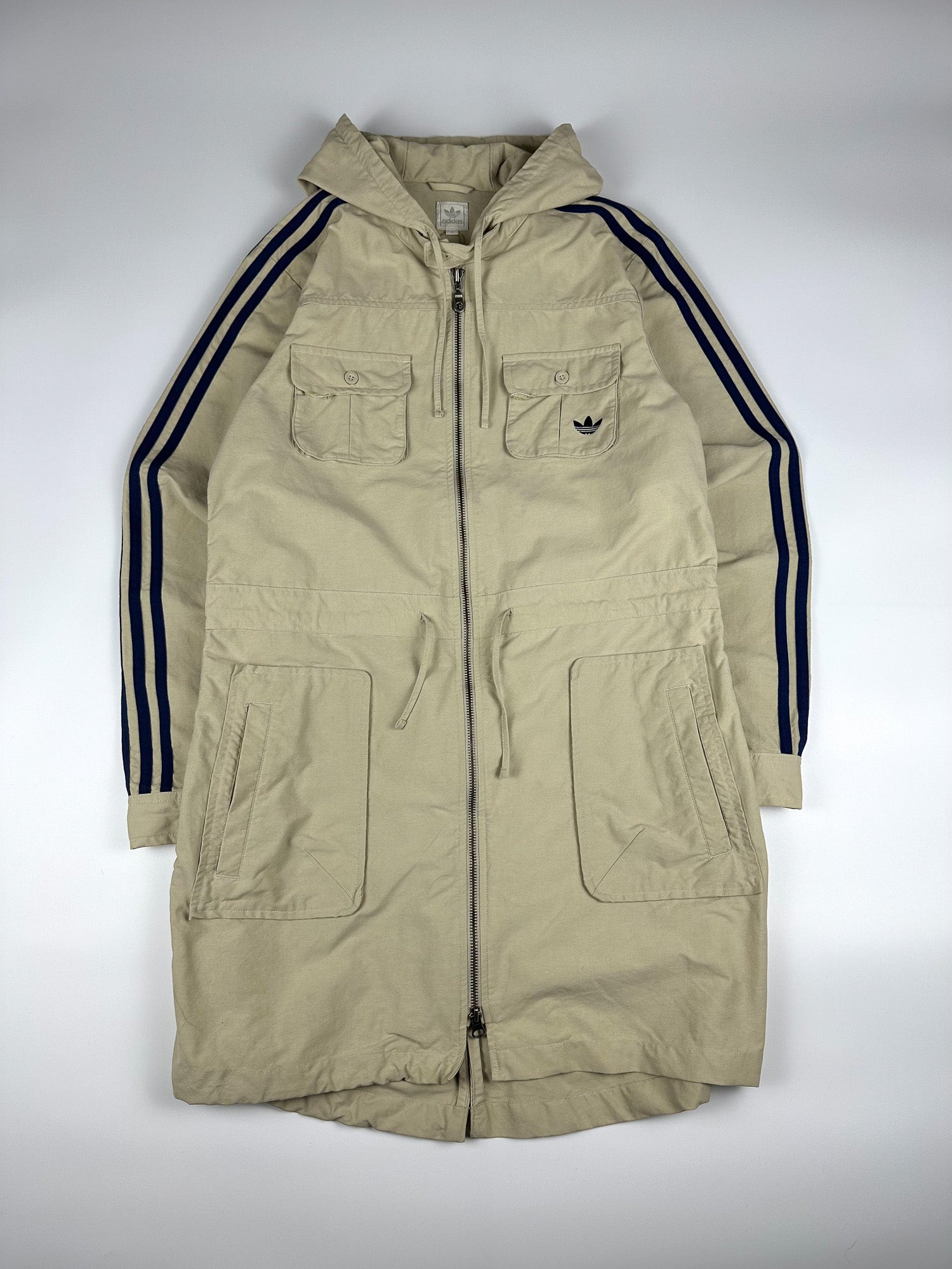 Vintage 00s 2004 Adidas Hooded Utility Trench Parka Windbreaker Jacket (L)