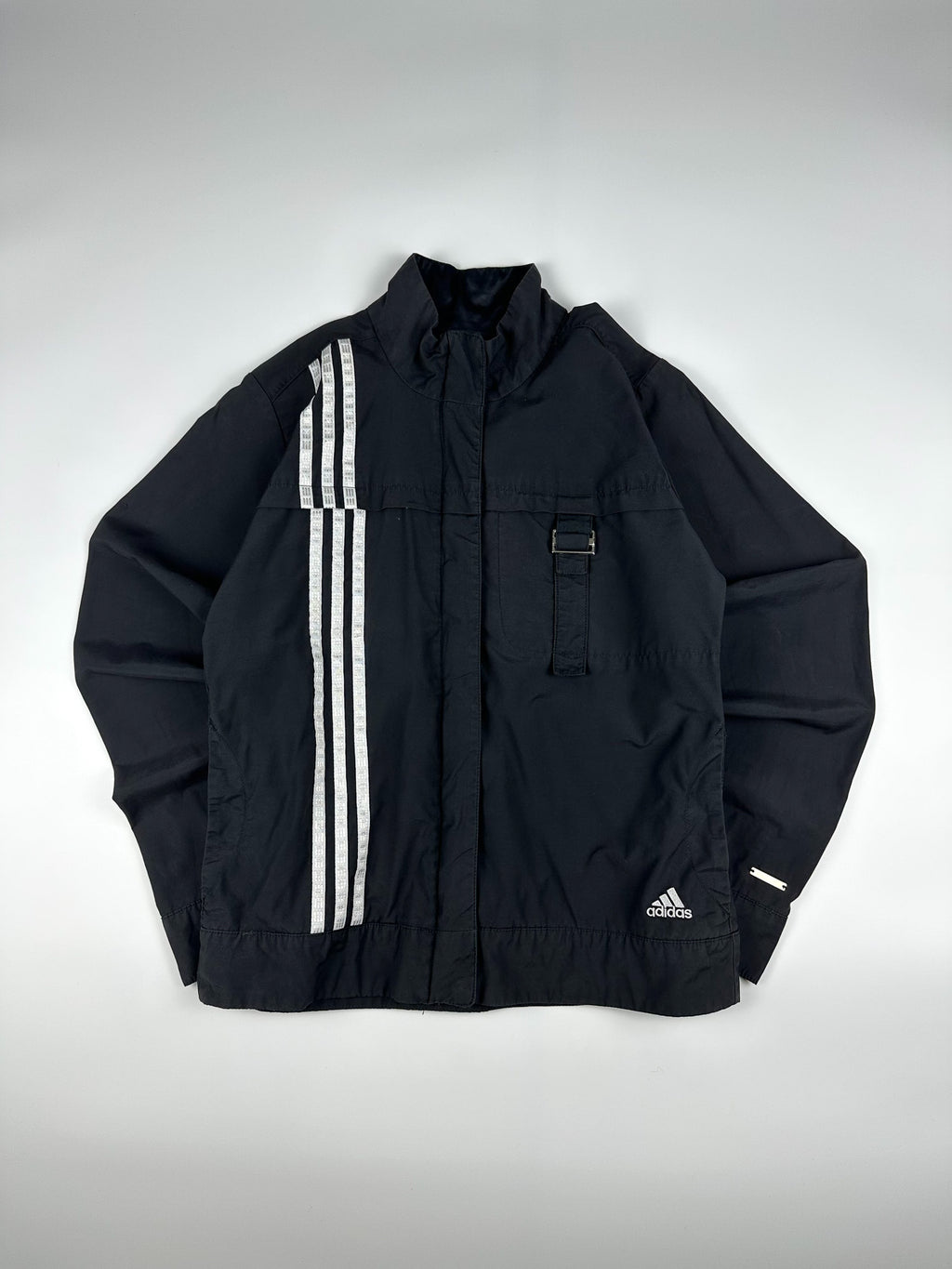 Vintage 00s 2004 Vertical 3 Stripe Buckle Strap Windbreaker Jacket (M)