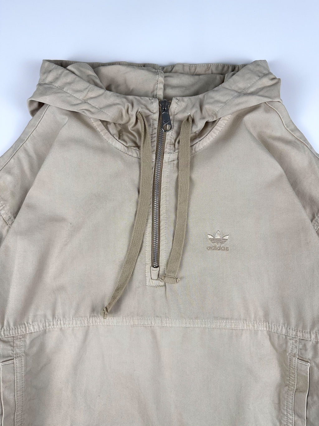 Preloved Adidas Embroidered Trefoil Logo Hooded Quarter Zip Jacket (S)