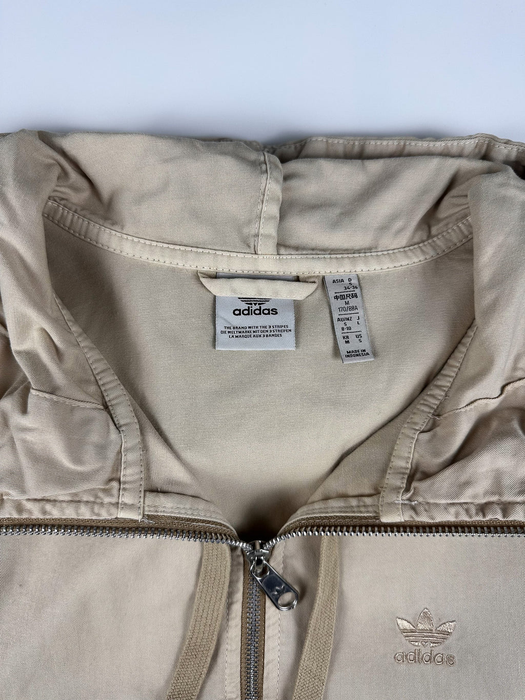 Preloved Adidas Embroidered Trefoil Logo Hooded Quarter Zip Jacket (S)