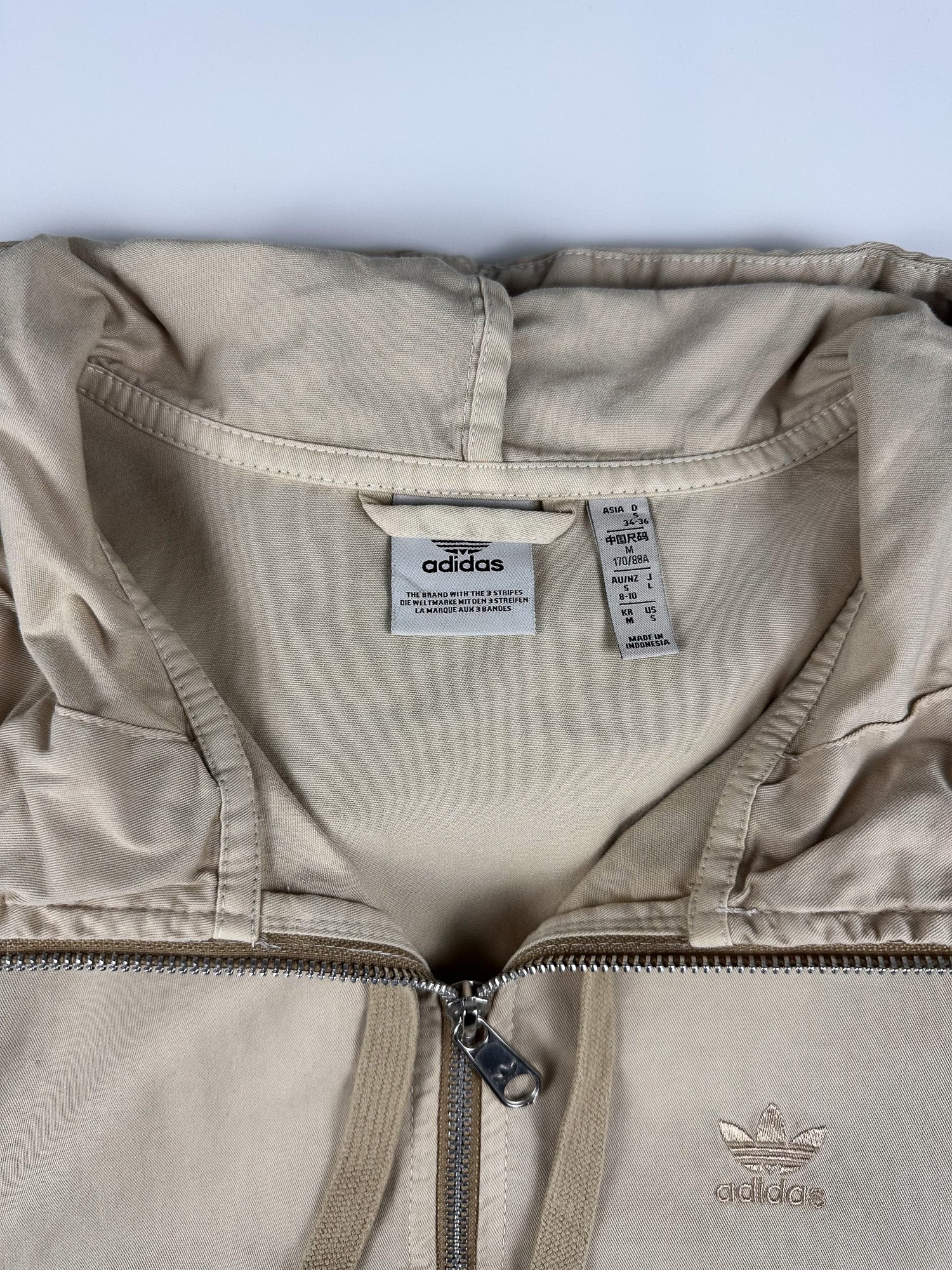 Preloved Adidas Embroidered Trefoil Logo Hooded Quarter Zip Jacket (S)
