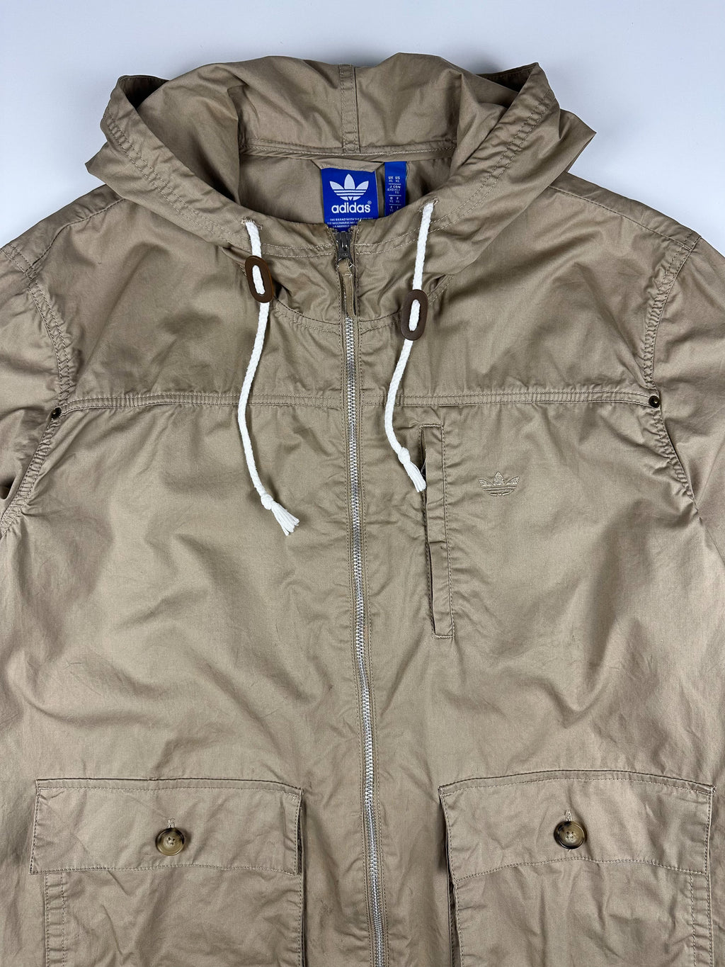 Preloved Adidas Fisherman Toggle Embroidered Logo Hooded Parka Jacket (XL)