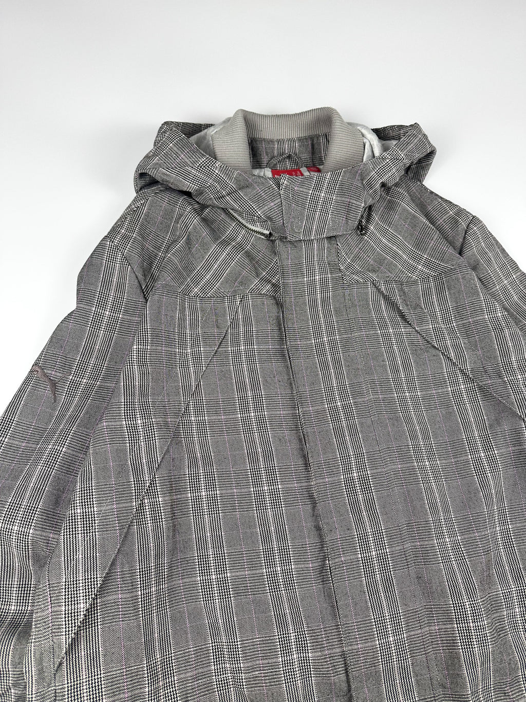 Preloved Puma Clyde Plaid Embroidered Sleeve Logo Hooded Parka Jacket (XL)
