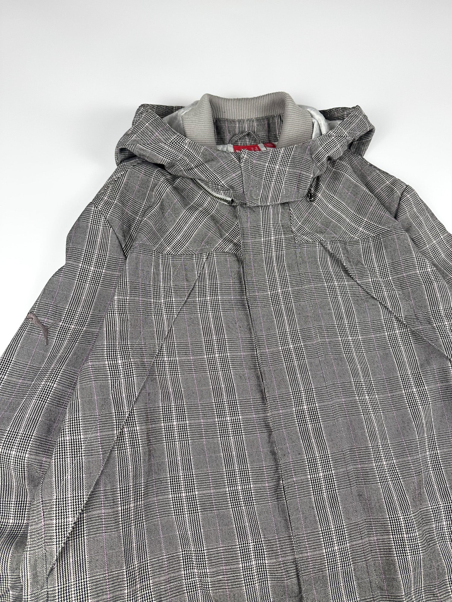 Preloved Puma Clyde Plaid Embroidered Sleeve Logo Hooded Parka Jacket (XL)