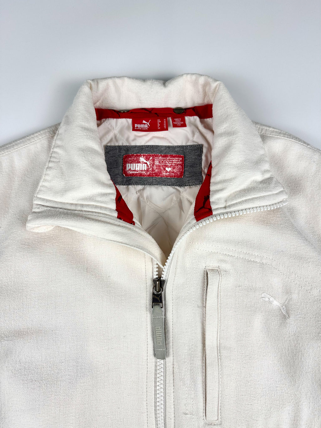 Preloved Puma Heavy Quilt Lined Cotton Bomber Track Jacket (M)