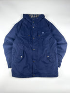 Preloved Fred Perry Tartan Lined Embroidered Crest Hooded Parka Jacket (M)