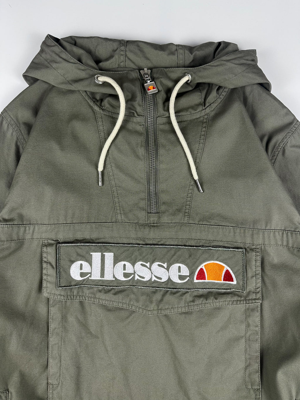 Preloved Ellesse 1/4 Zip Embroidered Logo Patch Hooded Anorak Jacket (2XL)