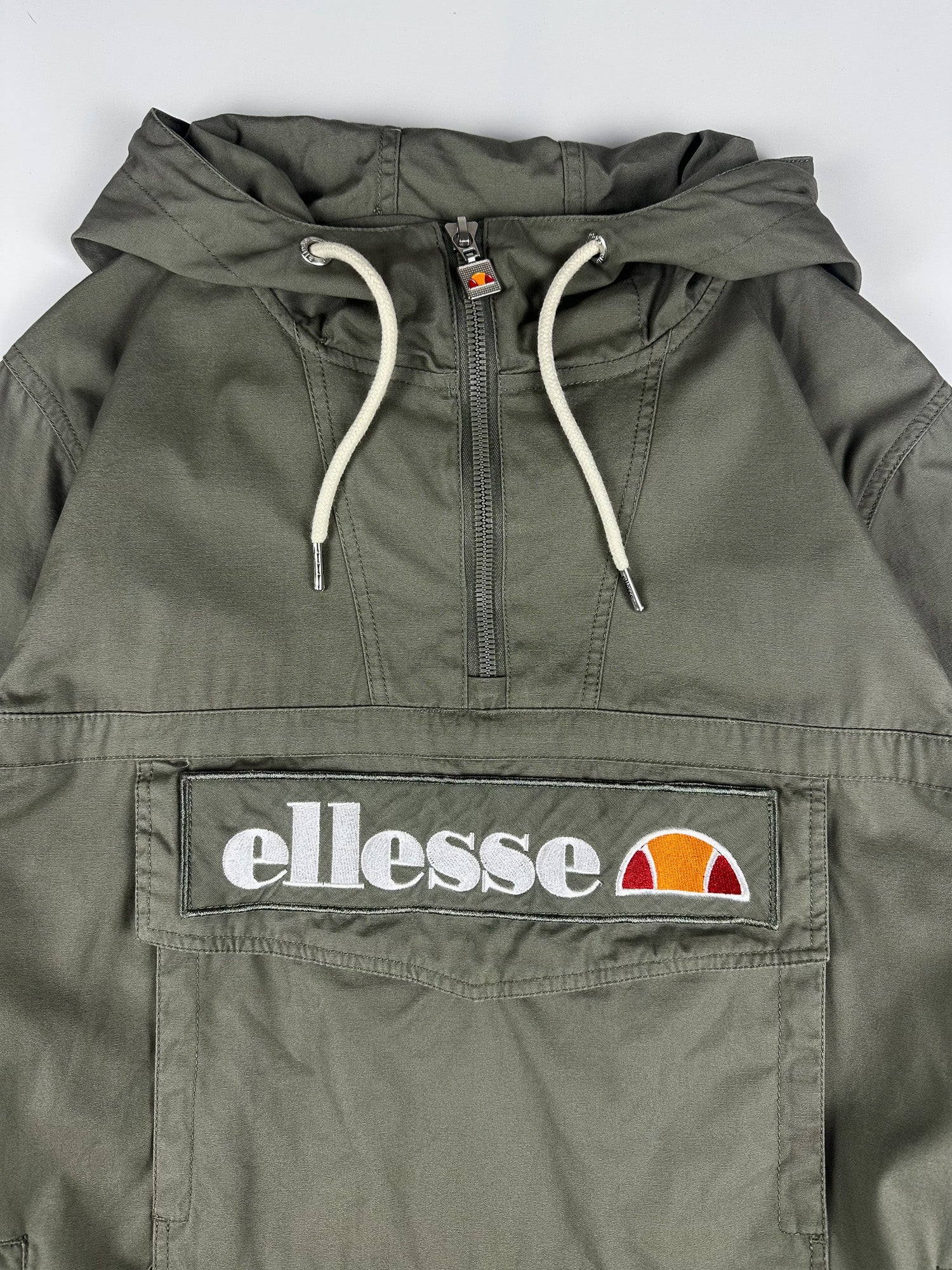 Preloved Ellesse 1/4 Zip Embroidered Logo Patch Hooded Anorak Jacket (2XL)