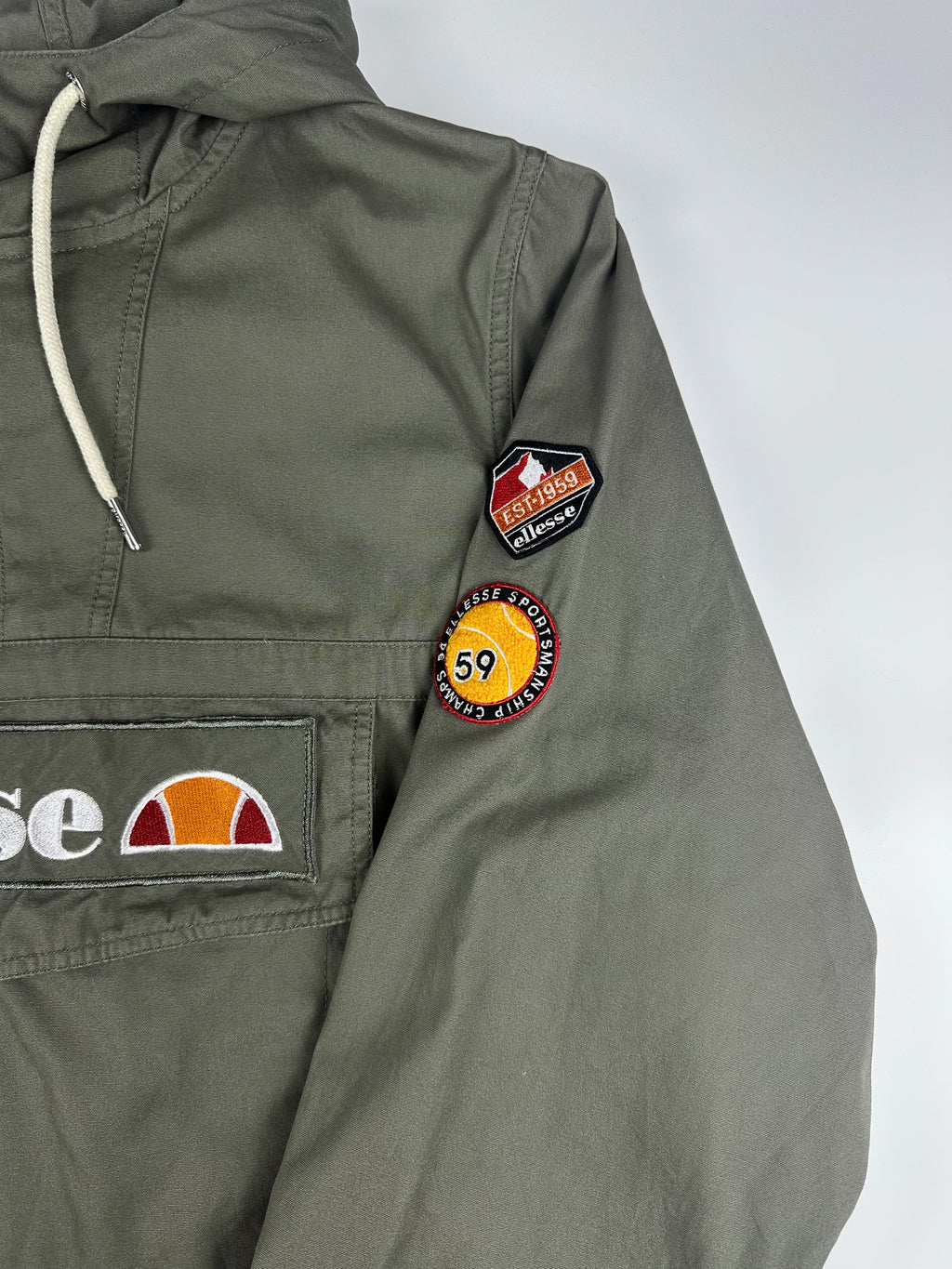 Preloved Ellesse 1/4 Zip Embroidered Logo Patch Hooded Anorak Jacket (2XL)