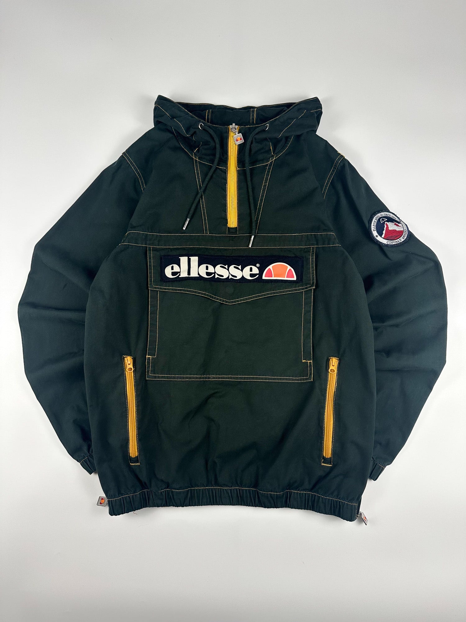 Preloved Ellesse 1/4 Zip Embroidered Logo Patch Hooded Anorak Jacket (M)