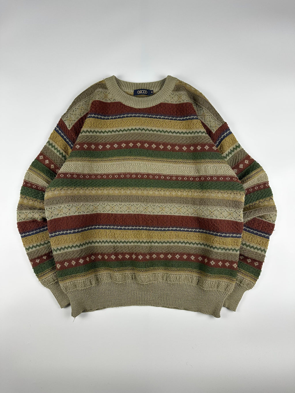 Preloved G2000 Western Pattern Textured Knit Round Neck Sweater (M)