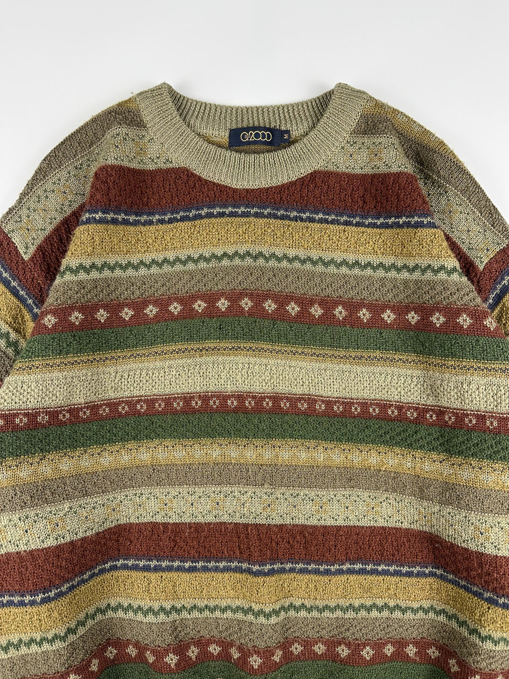 Preloved G2000 Western Pattern Textured Knit Round Neck Sweater (M)