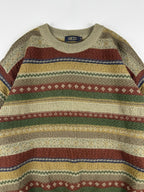Preloved G2000 Western Pattern Textured Knit Round Neck Sweater (M)