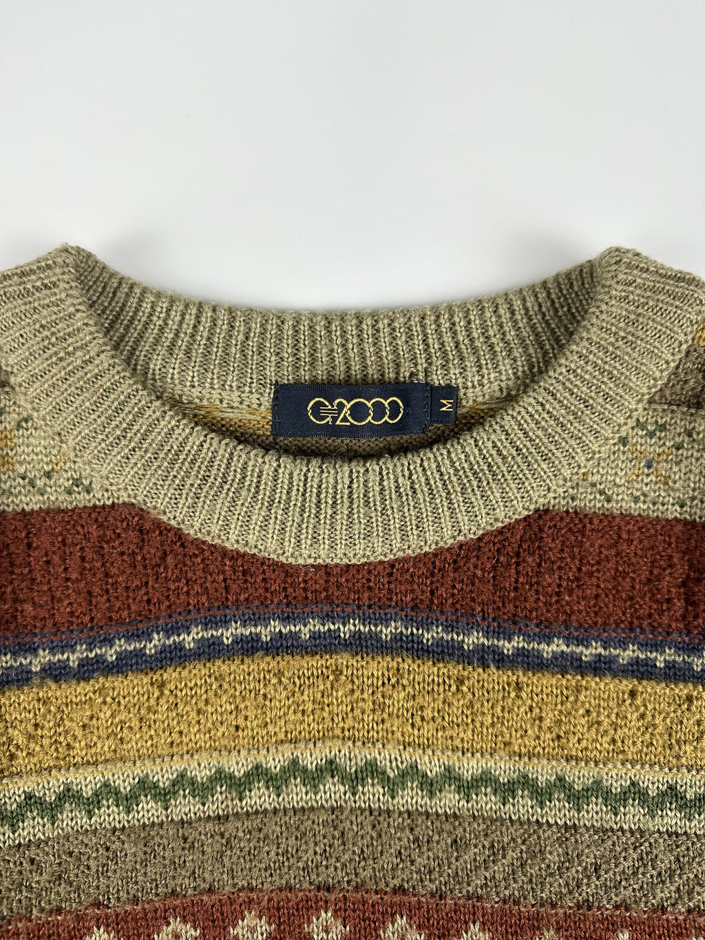 Preloved G2000 Western Pattern Textured Knit Round Neck Sweater (M)
